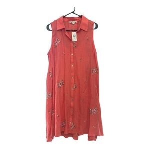NWT Hope Springs Floral Embroidered Sleeveless Midi Dress - Coral Size Large